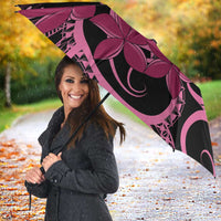 Aotearoa Maori Umbrella Pink Fern Ribbons on Black LT7 - Polynesian Pride