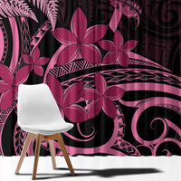 Aotearoa Maori Window Curtain Pink Fern Ribbons on Black LT7 - Polynesian Pride