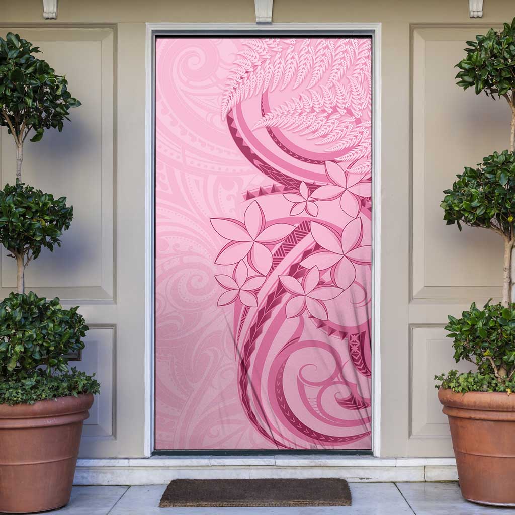 Aotearoa Maori Door Cover Pink Fern Ribbons LT7 Pink - Polynesian Pride