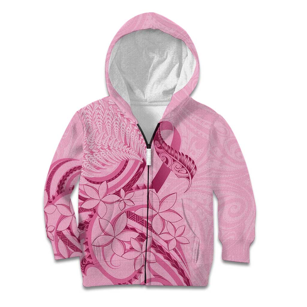 Aotearoa Maori Kid Hoodie Pink Fern Ribbons LT7 Zip Hoodie Pink - Polynesian Pride