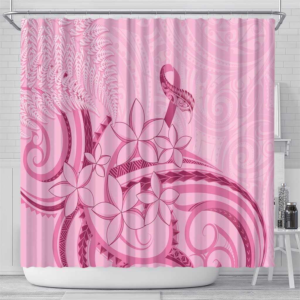 Aotearoa Maori Shower Curtain Pink Fern Ribbons LT7 - Polynesian Pride