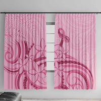 Aotearoa Maori Window Curtain Pink Fern Ribbons LT7 With Hooks Pink - Polynesian Pride