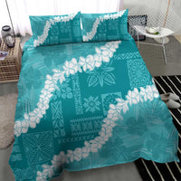 Hawaii Aloha Bedding Set Teal Quilt Patch Work Mix Plumeria Lei LT7 - Polynesian Pride