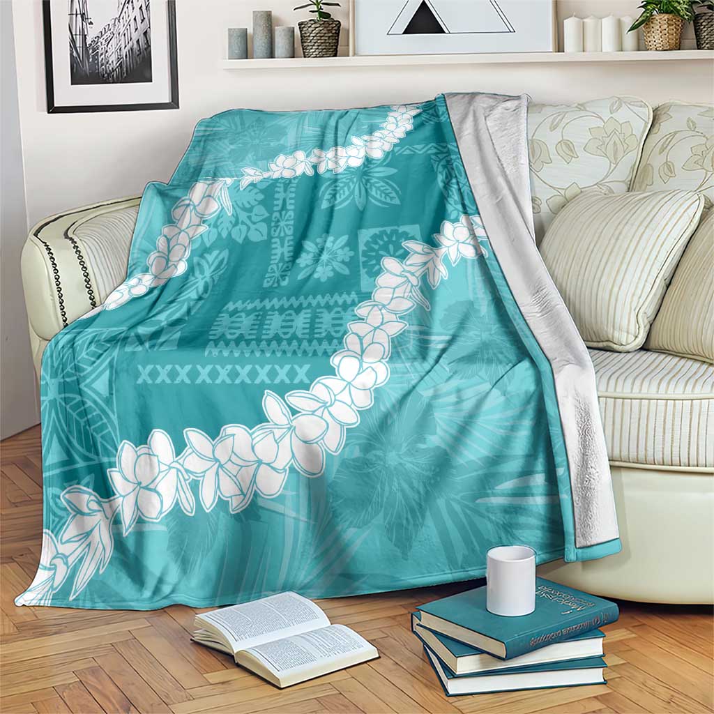 Hawaii Aloha Blanket Teal Quilt Patch Work Mix Plumeria Lei LT7 Teal - Polynesian Pride