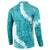 Hawaii Aloha Button Sweatshirt Teal Quilt Patch Work Mix Plumeria Lei