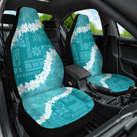 Hawaii Aloha Car Seat Cover Teal Quilt Patch Work Mix Plumeria Lei LT7 One Size Teal - Polynesian Pride