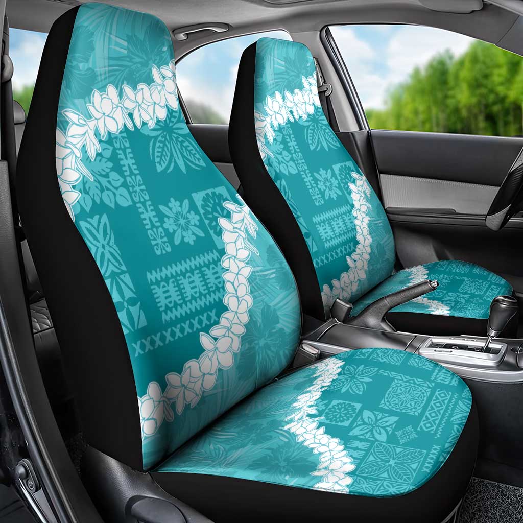 Hawaii Aloha Car Seat Cover Teal Quilt Patch Work Mix Plumeria Lei LT7 - Polynesian Pride