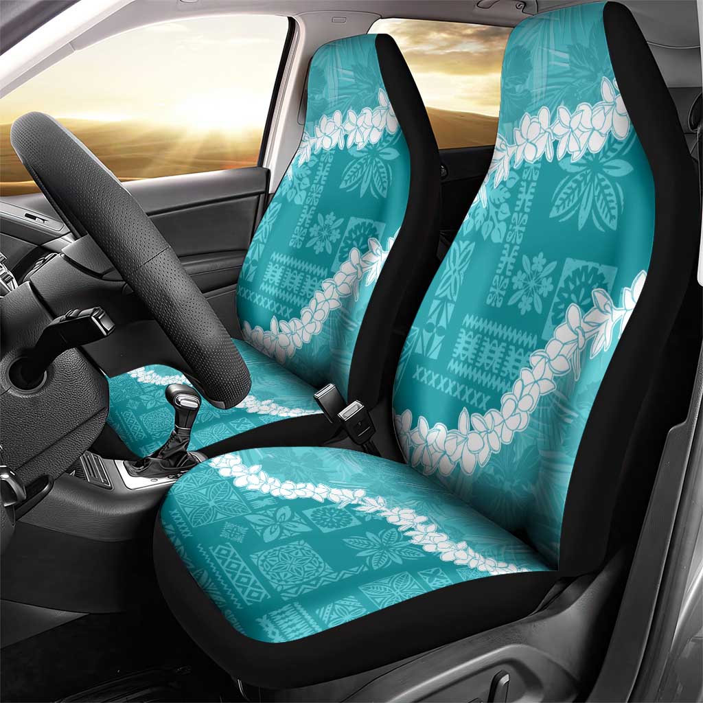 Hawaii Aloha Car Seat Cover Teal Quilt Patch Work Mix Plumeria Lei LT7 - Polynesian Pride