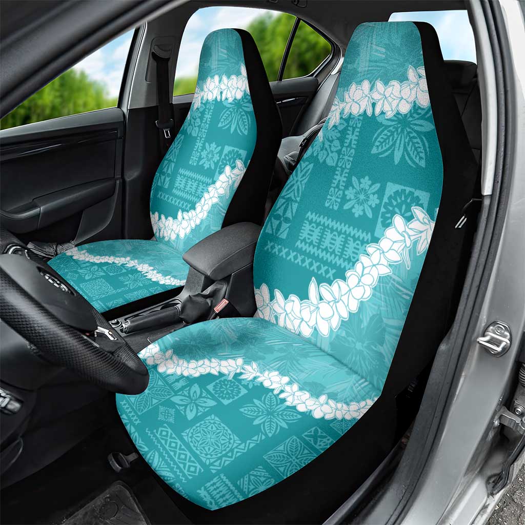 Hawaii Aloha Car Seat Cover Teal Quilt Patch Work Mix Plumeria Lei LT7 - Polynesian Pride