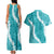 Hawaii Aloha Couples Matching Tank Maxi Dress and Hawaiian Shirt Teal Quilt Patch Work Mix Plumeria Lei