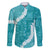 Hawaii Aloha Family Matching Long Sleeve Bodycon Dress and Hawaiian Shirt Teal Quilt Patch Work Mix Plumeria Lei