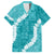 Hawaii Aloha Family Matching Off The Shoulder Long Sleeve Dress and Hawaiian Shirt Teal Quilt Patch Work Mix Plumeria Lei