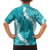 Hawaii Aloha Family Matching Off Shoulder Maxi Dress and Hawaiian Shirt Teal Quilt Patch Work Mix Plumeria Lei