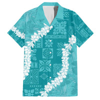 Hawaii Aloha Hawaiian Shirt Teal Quilt Patch Work Mix Plumeria Lei LT7 Teal - Polynesian Pride