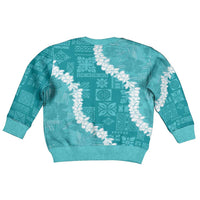 Hawaii Aloha Kid Ugly Christmas Sweater Teal Quilt Patch Work Mix Plumeria Lei LT7 - Polynesian Pride