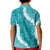 Hawaii Aloha Kid Polo Shirt Teal Quilt Patch Work Mix Plumeria Lei