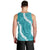 Hawaii Aloha Men Tank Top Teal Quilt Patch Work Mix Plumeria Lei