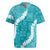 Hawaii Aloha Rugby Jersey Teal Quilt Patch Work Mix Plumeria Lei