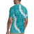 Hawaii Aloha Rugby Jersey Teal Quilt Patch Work Mix Plumeria Lei