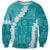 Hawaii Aloha Sweatshirt Teal Quilt Patch Work Mix Plumeria Lei