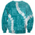 Hawaii Aloha Sweatshirt Teal Quilt Patch Work Mix Plumeria Lei