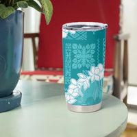 Hawaii Aloha Tumbler Cup Teal Quilt Patch Work Mix Plumeria Lei LT7 - Polynesian Pride