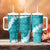 Hawaii Aloha Tumbler With Handle Teal Quilt Patch Work Mix Plumeria Lei