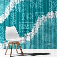 Hawaii Aloha Window Curtain Teal Quilt Patch Work Mix Plumeria Lei LT7 - Polynesian Pride