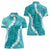 Hawaii Aloha Women Polo Shirt Teal Quilt Patch Work Mix Plumeria Lei