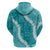 Hawaii Aloha Zip Hoodie Teal Quilt Patch Work Mix Plumeria Lei