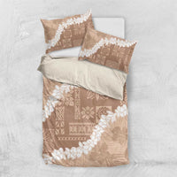 Hawaii Aloha Bedding Set Beige Quilt Patch Work Mix Plumeria Lei LT7 US Twin 172cm x 218cm Beige - Polynesian Pride