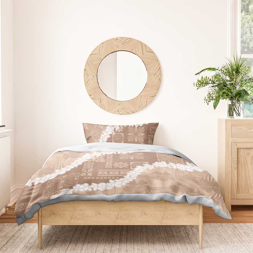 Hawaii Aloha Bedding Set Beige Quilt Patch Work Mix Plumeria Lei LT7 - Polynesian Pride