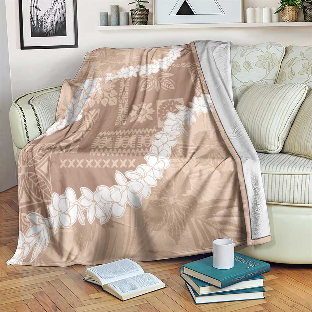 Hawaii Aloha Blanket Beige Quilt Patch Work Mix Plumeria Lei LT7 Beige - Polynesian Pride