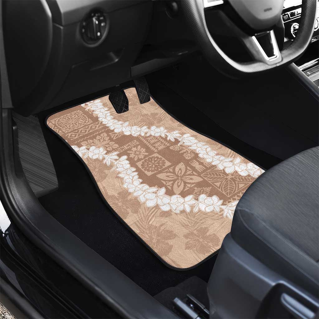 Hawaii Aloha Car Mats Beige Quilt Patch Work Mix Plumeria Lei LT7 - Polynesian Pride