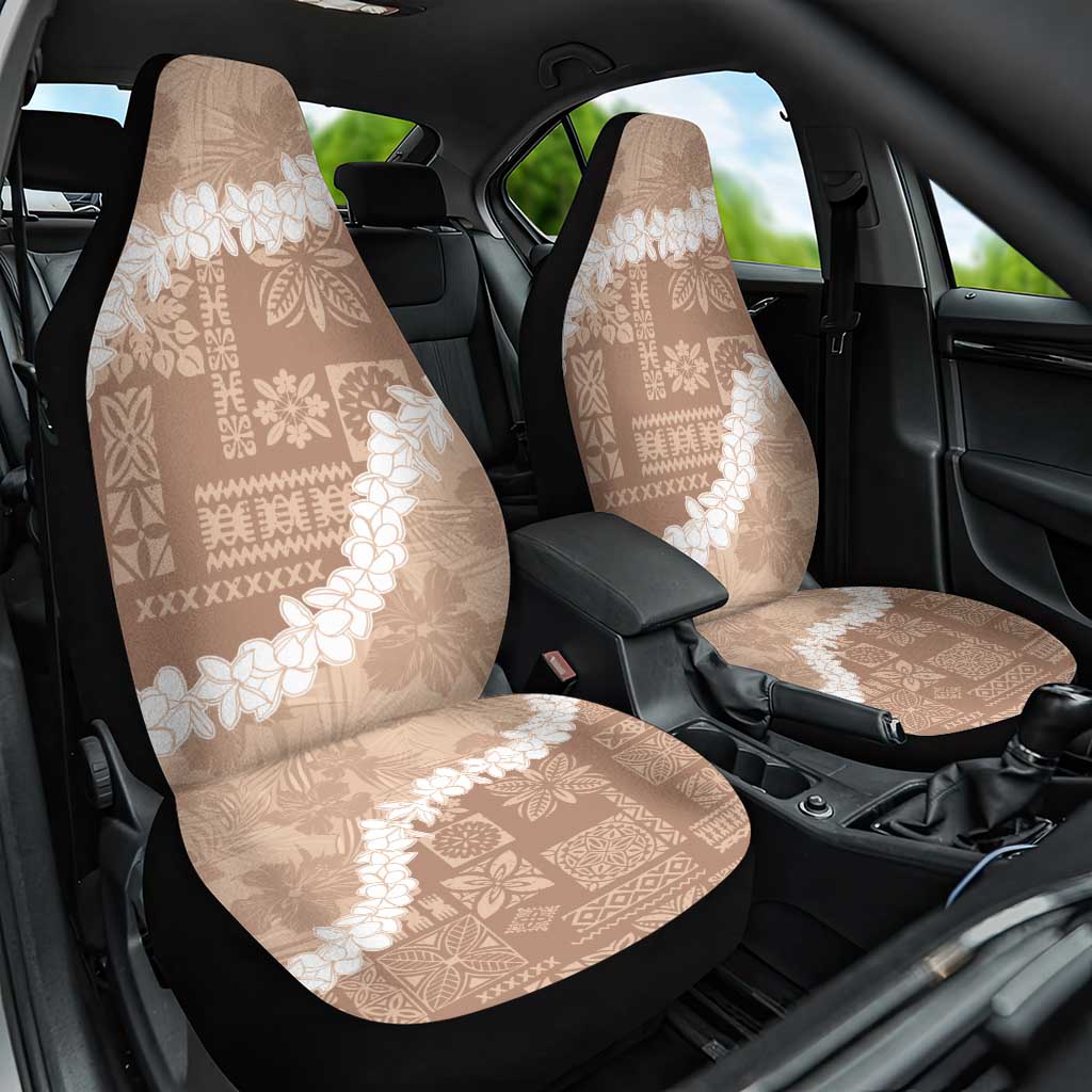 Hawaii Aloha Car Seat Cover Beige Quilt Patch Work Mix Plumeria Lei LT7 One Size Beige - Polynesian Pride