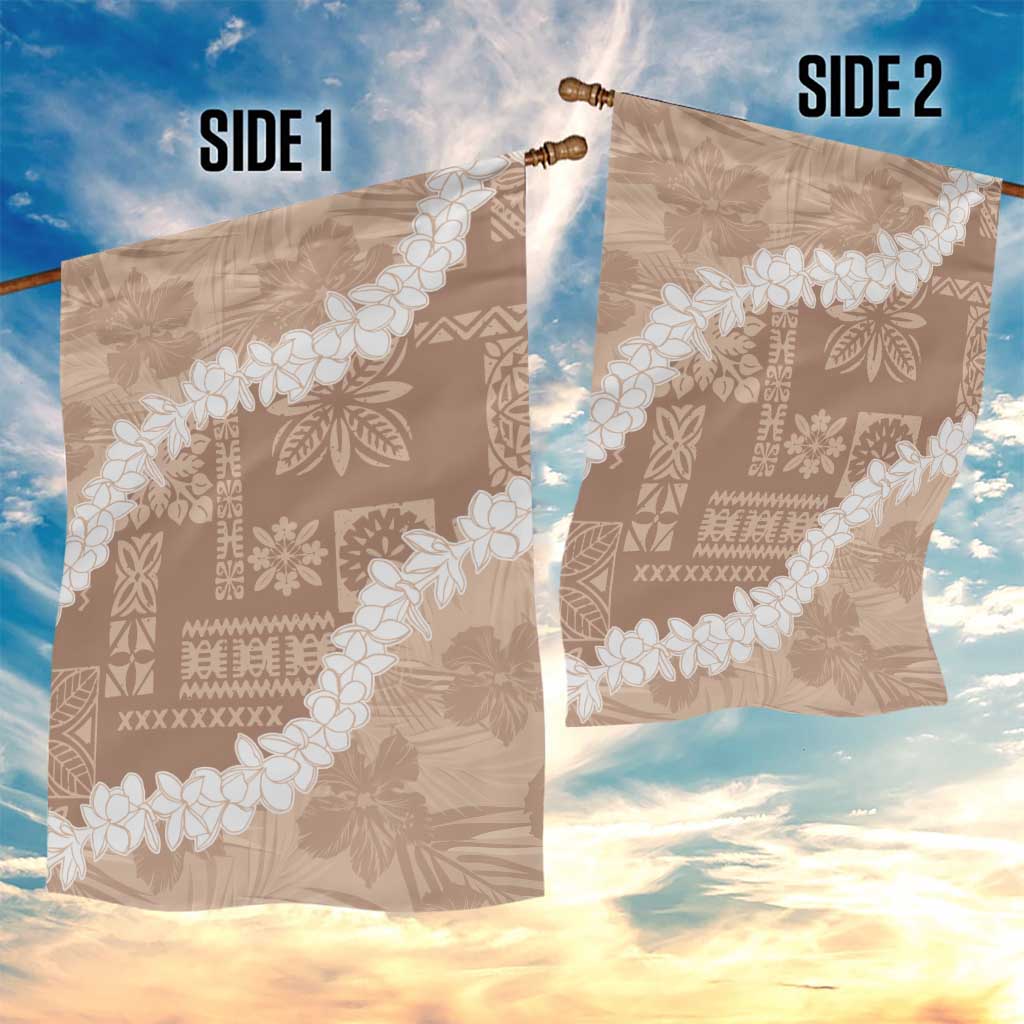 Hawaii Aloha Garden Flag Beige Quilt Patch Work Mix Plumeria Lei LT7 - Polynesian Pride