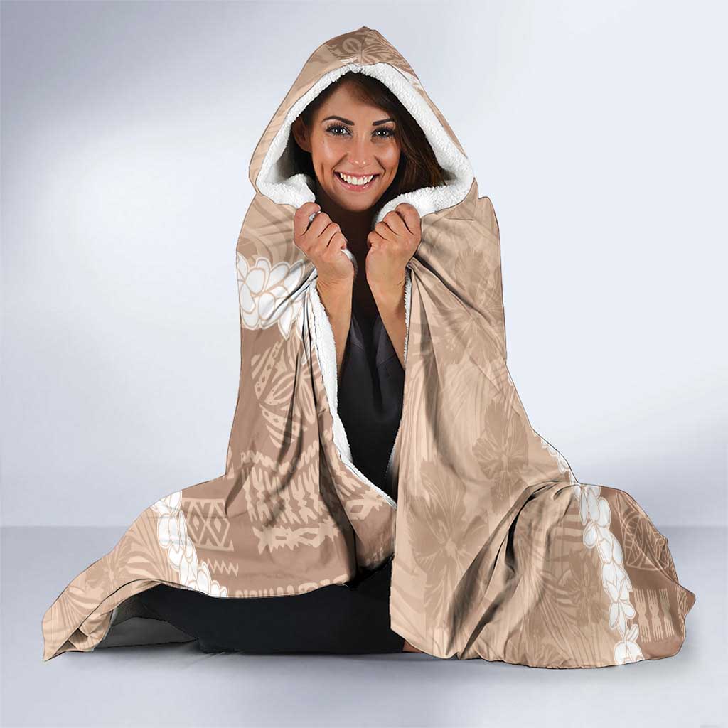 Hawaii Aloha Hooded Blanket Beige Quilt Patch Work Mix Plumeria Lei LT7 - Polynesian Pride