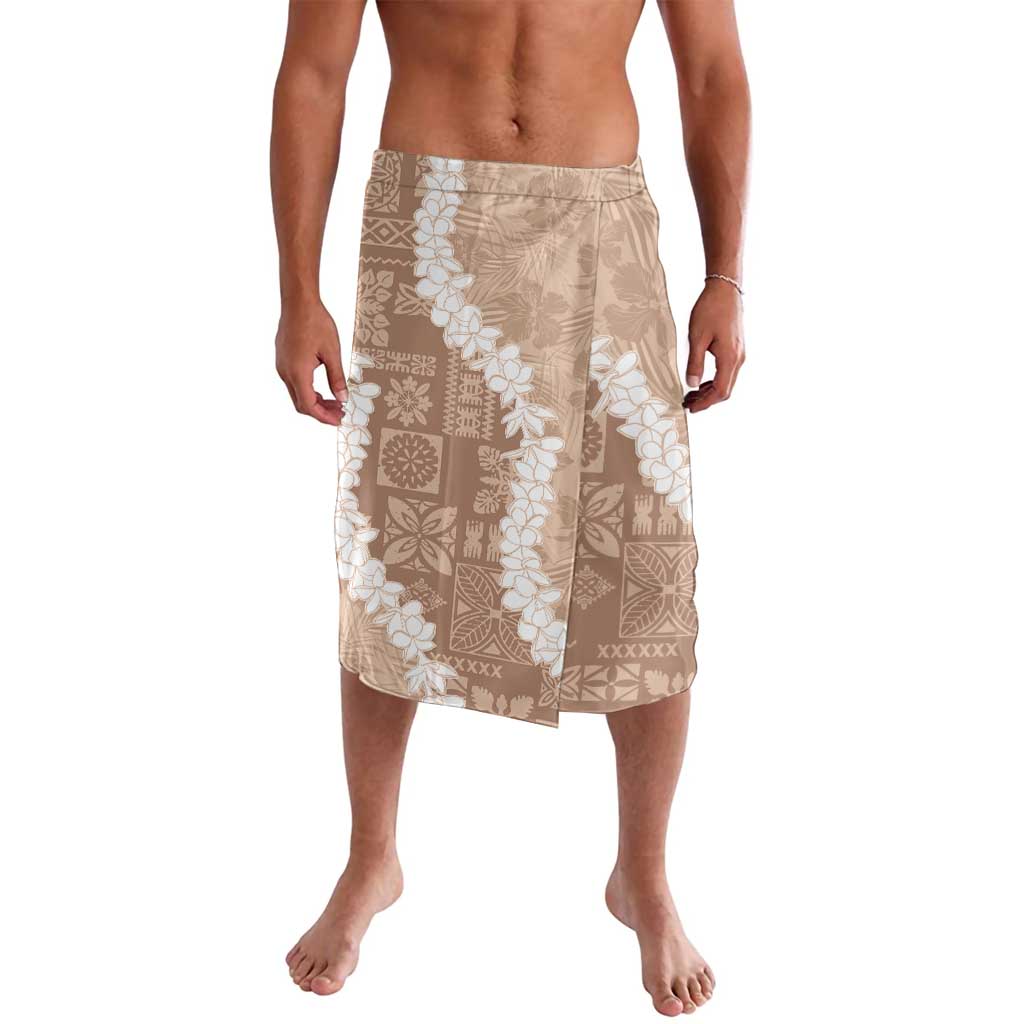 Hawaii Aloha Lavalava Beige Quilt Patch Work Mix Plumeria Lei LT7 Beige - Polynesian Pride