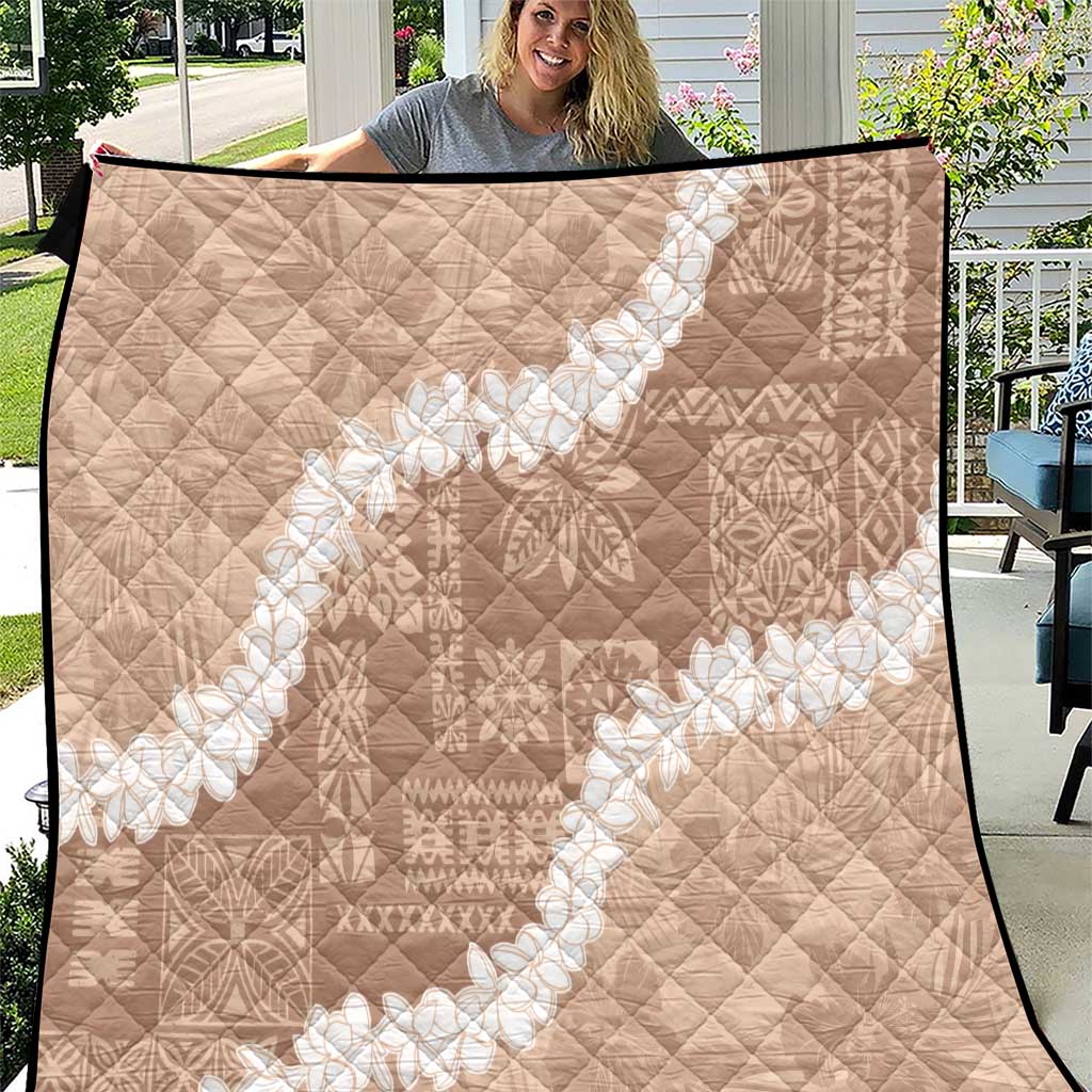 Hawaii Aloha Quilt Beige Quilt Patch Work Mix Plumeria Lei LT7 Beige - Polynesian Pride