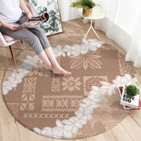 Hawaii Aloha Round Carpet Beige Quilt Patch Work Mix Plumeria Lei LT7 - Polynesian Pride
