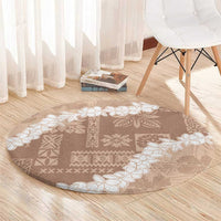 Hawaii Aloha Round Carpet Beige Quilt Patch Work Mix Plumeria Lei LT7 - Polynesian Pride