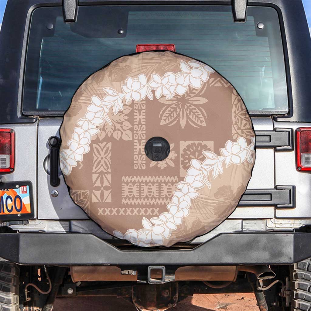 Hawaii Aloha Spare Tire Cover Beige Quilt Patch Work Mix Plumeria Lei LT7 Beige - Polynesian Pride