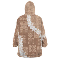 Hawaii Aloha Wearable Blanket Hoodie Beige Quilt Patch Work Mix Plumeria Lei LT7 - Polynesian Pride