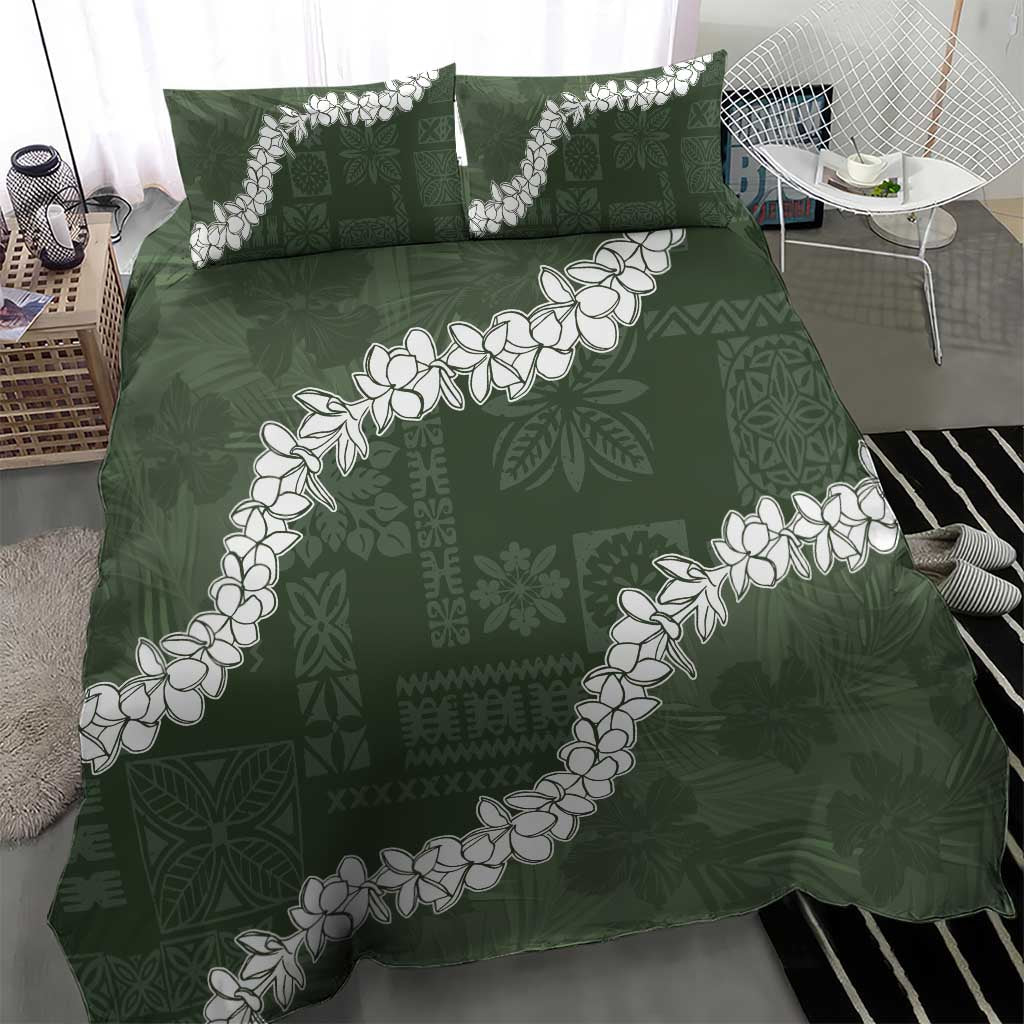 Hawaii Aloha Bedding Set Sage Quilt Patch Work Mix Plumeria Lei LT7 - Polynesian Pride