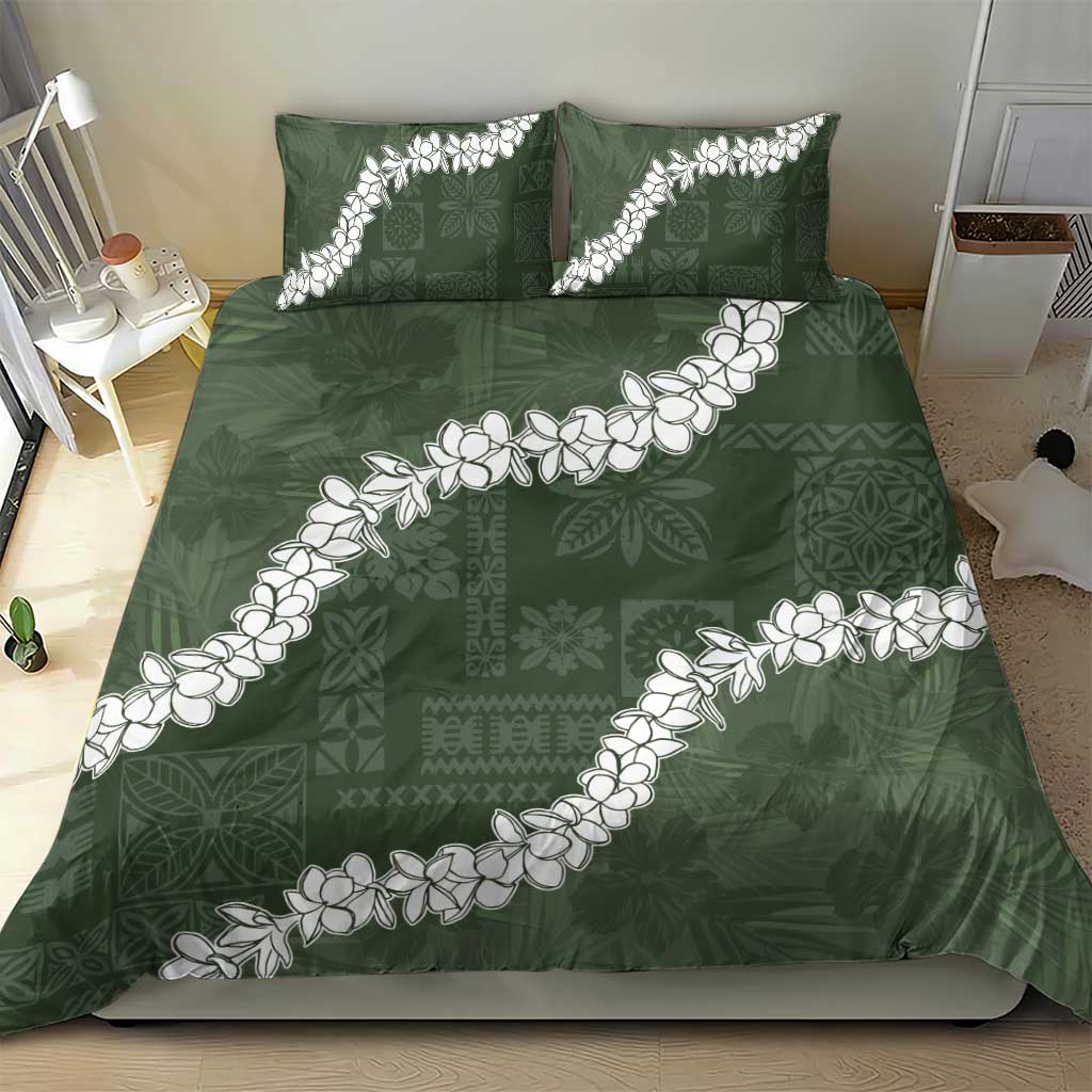 Hawaii Aloha Bedding Set Sage Quilt Patch Work Mix Plumeria Lei LT7 - Polynesian Pride