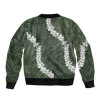 Hawaii Aloha Bomber Jacket Sage Quilt Patch Work Mix Plumeria Lei LT7 - Polynesian Pride