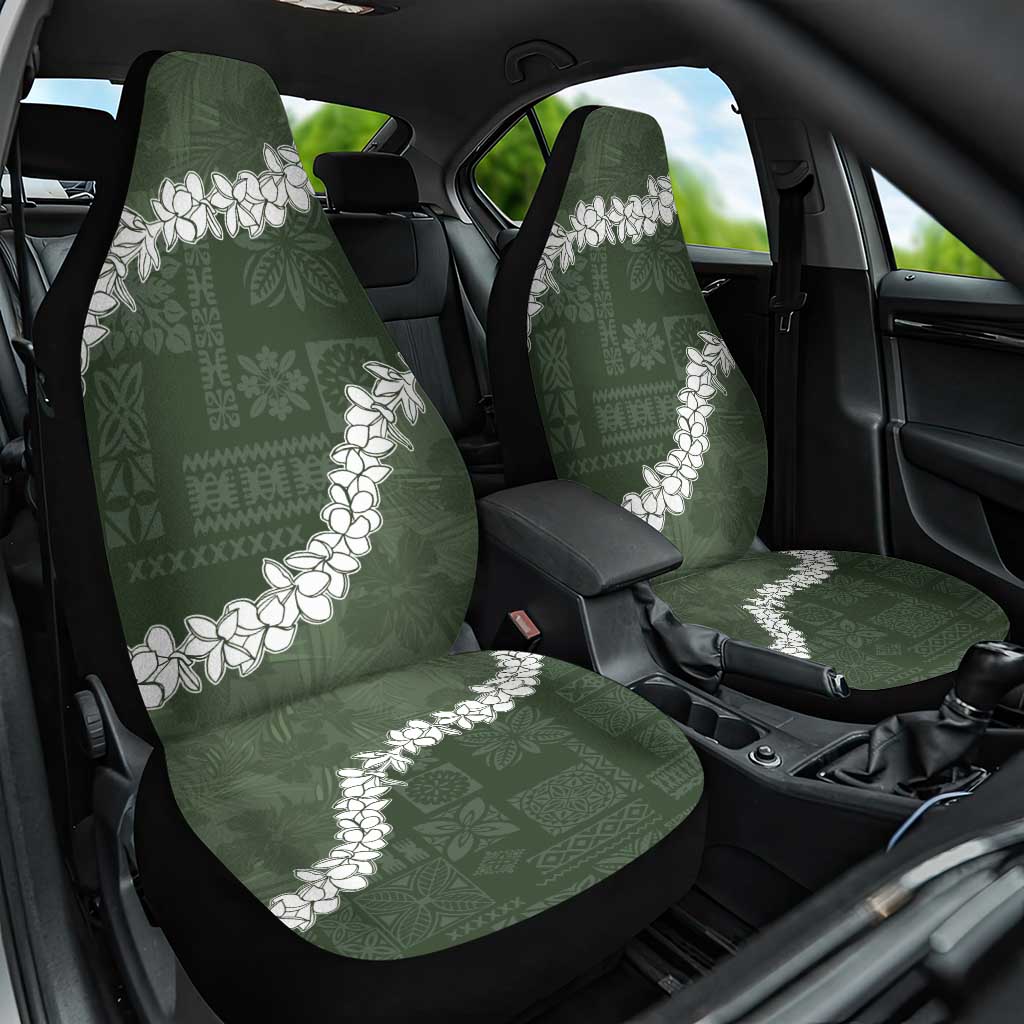 Hawaii Aloha Car Seat Cover Sage Quilt Patch Work Mix Plumeria Lei LT7 One Size Sage - Polynesian Pride