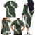 Hawaii Aloha Family Matching Off The Shoulder Long Sleeve Dress and Hawaiian Shirt Sage Quilt Patch Work Mix Plumeria Lei