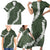 Hawaii Aloha Family Matching Short Sleeve Bodycon Dress and Hawaiian Shirt Sage Quilt Patch Work Mix Plumeria Lei