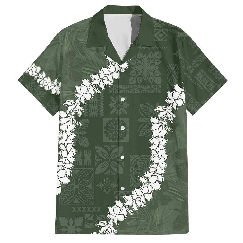 Hawaii Aloha Hawaiian Shirt Sage Quilt Patch Work Mix Plumeria Lei LT7 Sage - Polynesian Pride